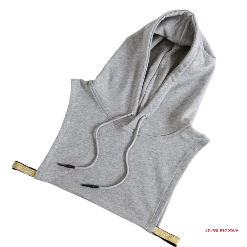 

Women Men Detachable Dickey False Fake Collar Solid Color Drawstring Hoodie Half Shirt Blouse Sweater Decorative Clothing Vest C