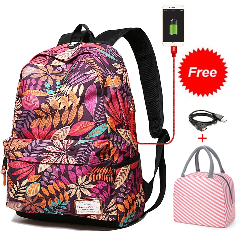 Прочный Школьный Рюкзак для ноутбука с usb портом зарядки Студенческая дорожная