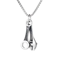 punk stainless steel wrench spanner pendants necklace for men chain mechanic tool male jewelry