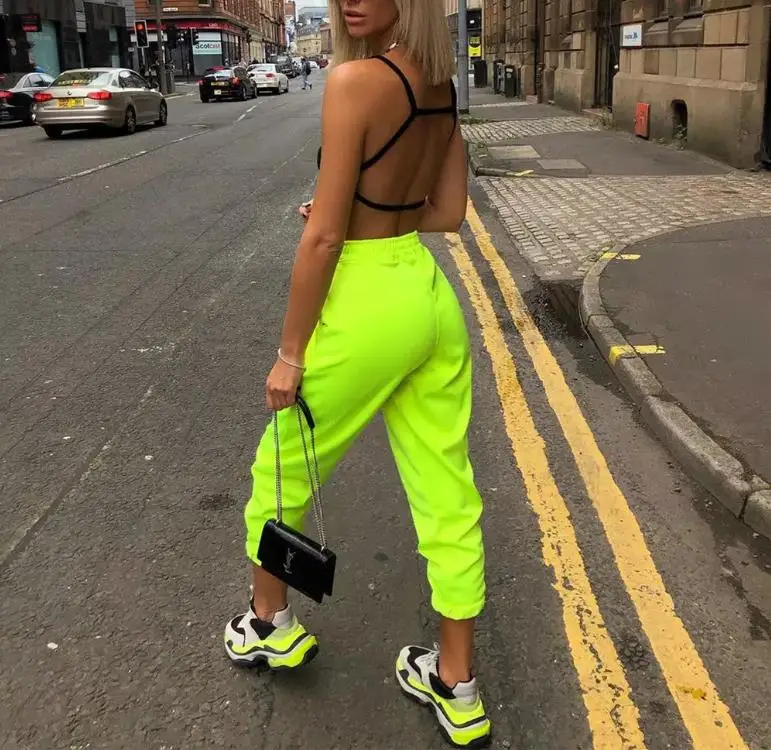 Брюки женские с завышенной талией модные повседневные облегающие шаровары