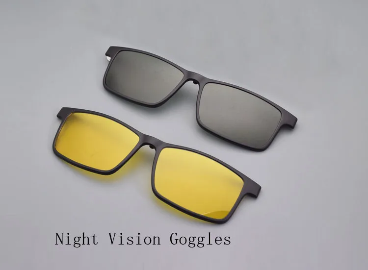Night vision Black Мужские синие очки с поляризационной оправой, магнитные очки из нержавеющей стали для ночного видения, очки для вождения по рецепту - Цвет оправы: Night vision Black