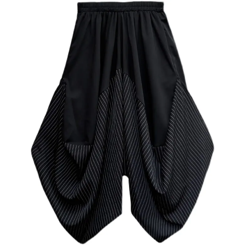 

XITAO Black Pants Fashion New Women Wide Leg Pants Elastic Waist 2021 Summer Loose Irregular Minority Pleated Pants CLL1612