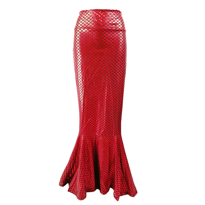

Ladies Maxi Long Mermaid Trumpet Skirt Polyester High Waist Fishtail Skirts Slim Hip Floor Length Evening Plaid Jupe Femme
