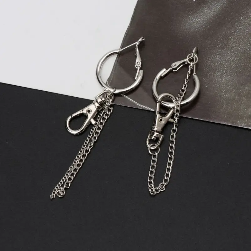

Asymmetric Earring Lock Tassel Long Chain Earrings Korean Jewelry Unisex