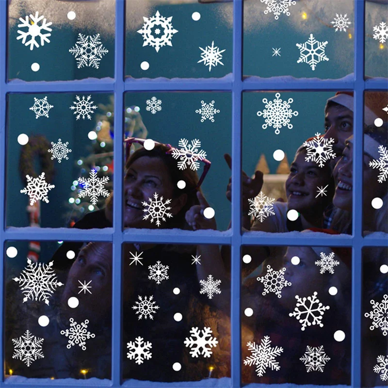 Рождественская Снежинка Электростатическая Наклейка для окна детской комнаты