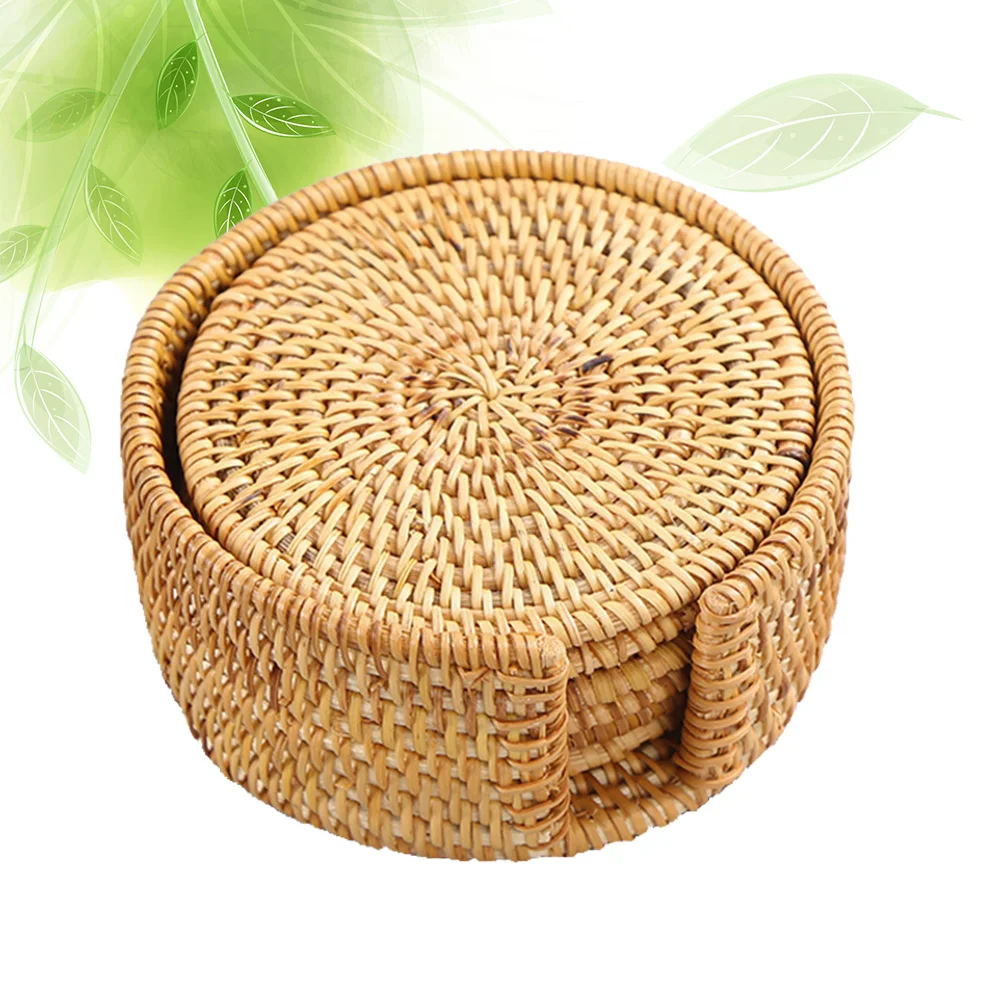 

6pcs Rattan Coasters Vietnamese Style Cup Bowl Pad Coffee Tea Cup Pads Mats Teapot Drink Coasters (10CM)