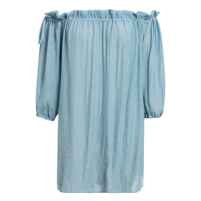 Пляжное платье с открытыми плечами бикини накидка однотонная саронг купальник