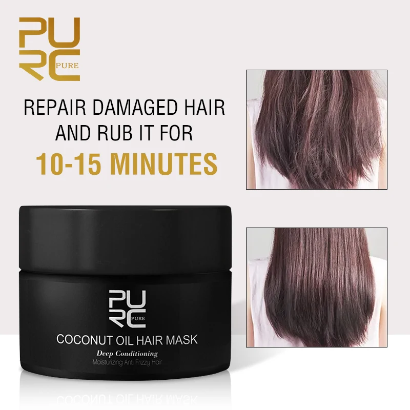 

PURC 50ml Coconut Oil Hair Mask Repairs damage restore soft good or all hair types keratin Hair & Scalp Treatment for hair care