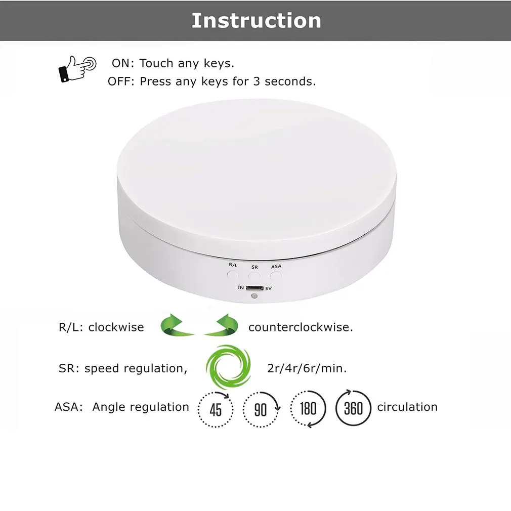 

Photography 360 Degree Round Auto Rotating Remote Automatically Turntable Jewelry Display Stand Base for Photo Studio Shooting
