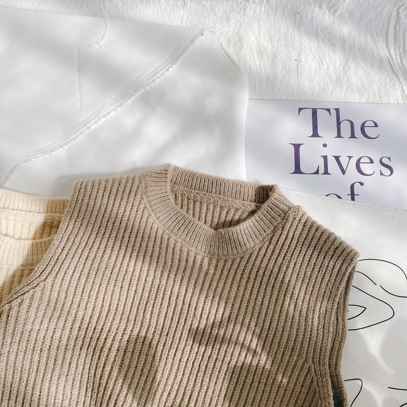 

Children Sweater Vests for Girls 2021 Fashion Kids Knitted Cardigan Tops Boys Girl Pullover Sleeveless Fashion Toddler Waistcoas