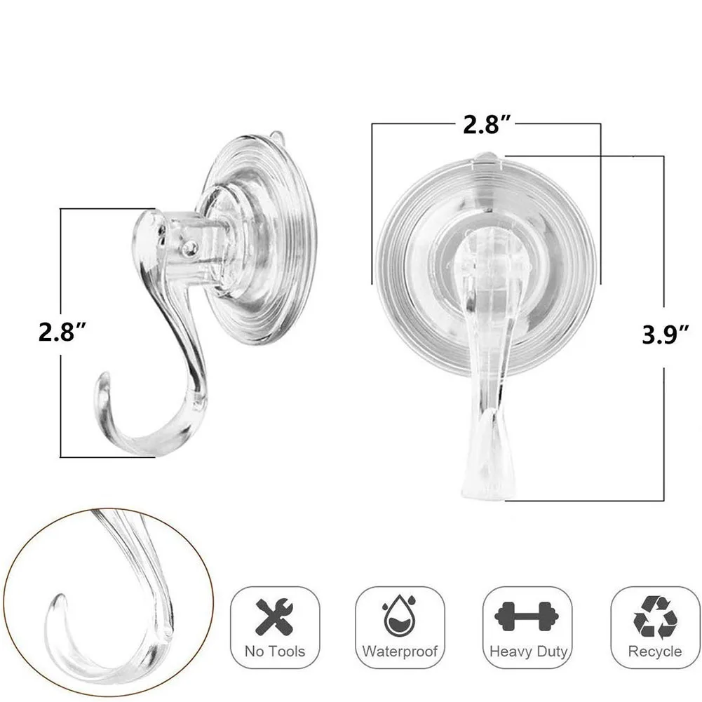 

2Pcs Transparent Punch Free Suction Cup Hooks Kitchen Bathroom Wall Hangers for home kitchen, bathroom, office