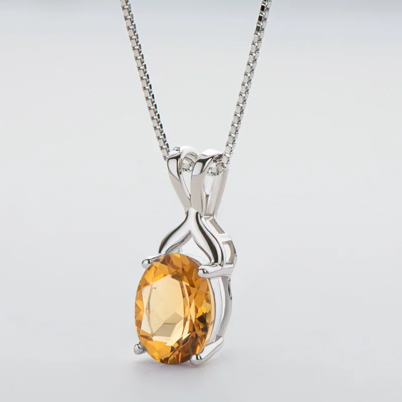 

100% 925 Sterling Silver Sparkling 7*9mm Topaz Pendant Amethyst stone Pendant Necklace For Women Wedding Party Fine Jewelry