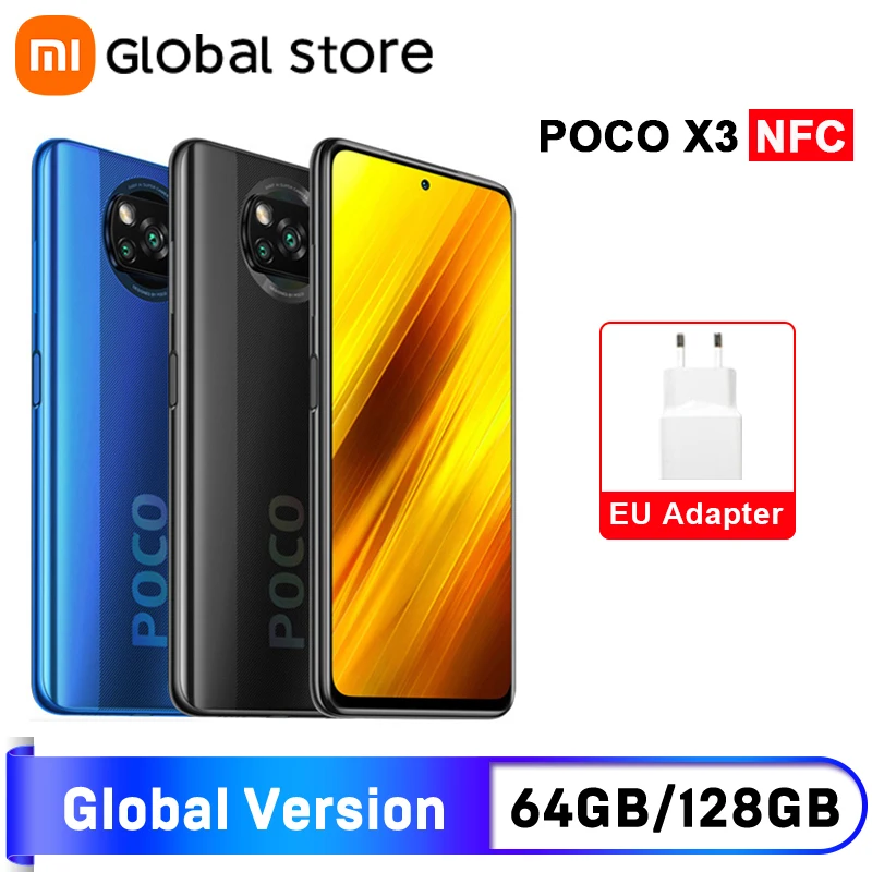 Испания Франция Международная глобальная версия POCO X3 NFC 6 ГБ 128 Гб Смартфон Snapdragon