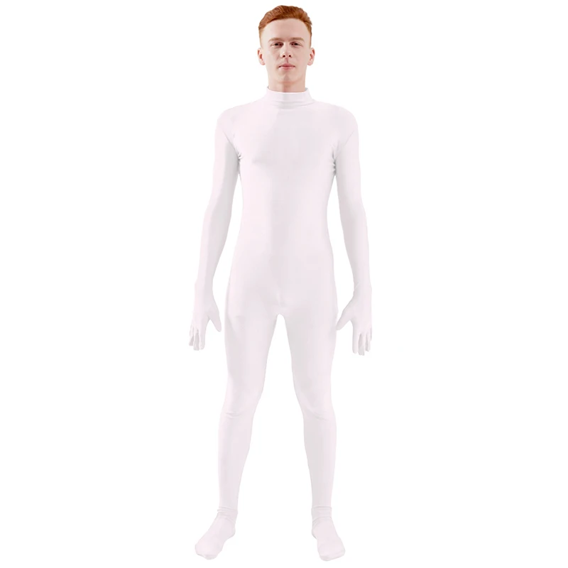White Ensnovo, мужской костюм из лайкры и спандекса, водолазка, костюм для йоги, Одежда для танцев, цельный костюм на заказ, костюм для костюмированной вечеринки - Цвет: White