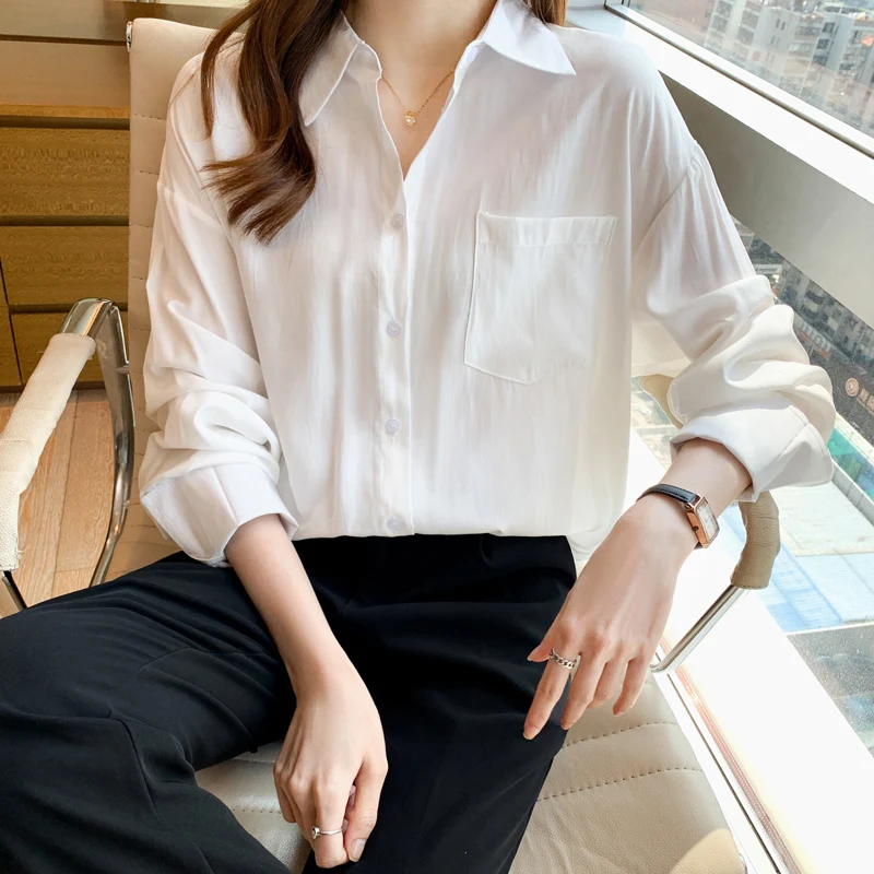 Блузка женская шифоновая с длинным рукавом на весну/осень