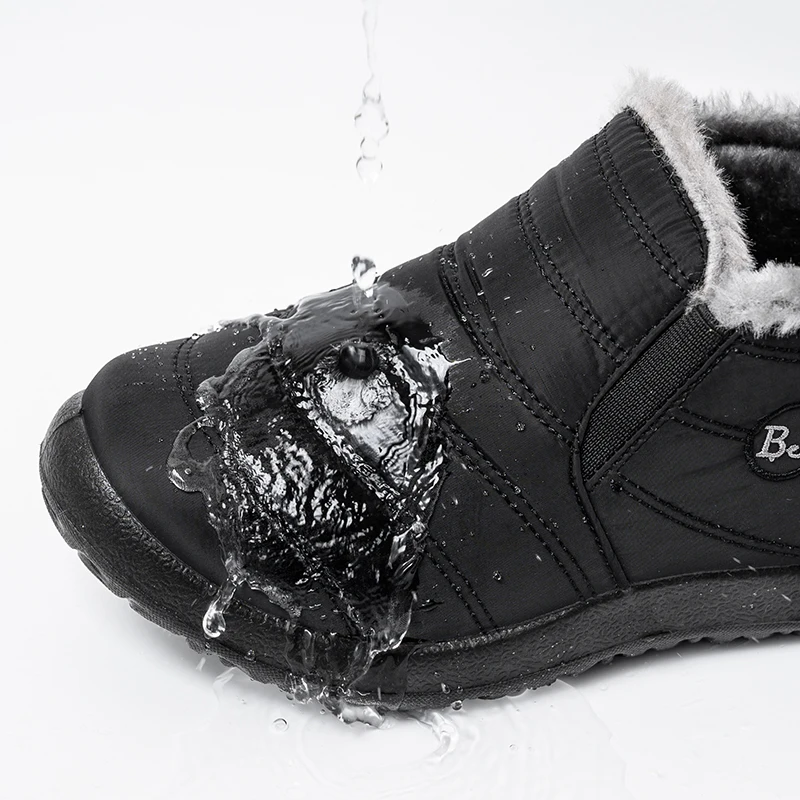 Женские ботильоны с плюшевой подкладкой BaiRuiLun зимние водонепроницаемые ботинки