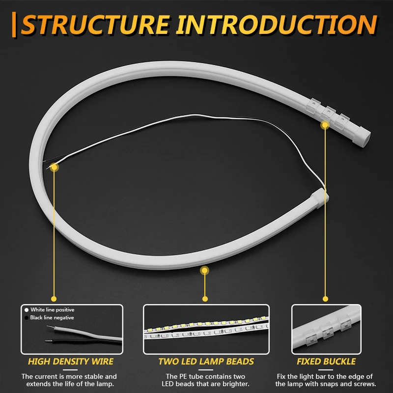 2x 45/60 см Автомобильный светодиодный гибкий белый ходовой огонь светильник