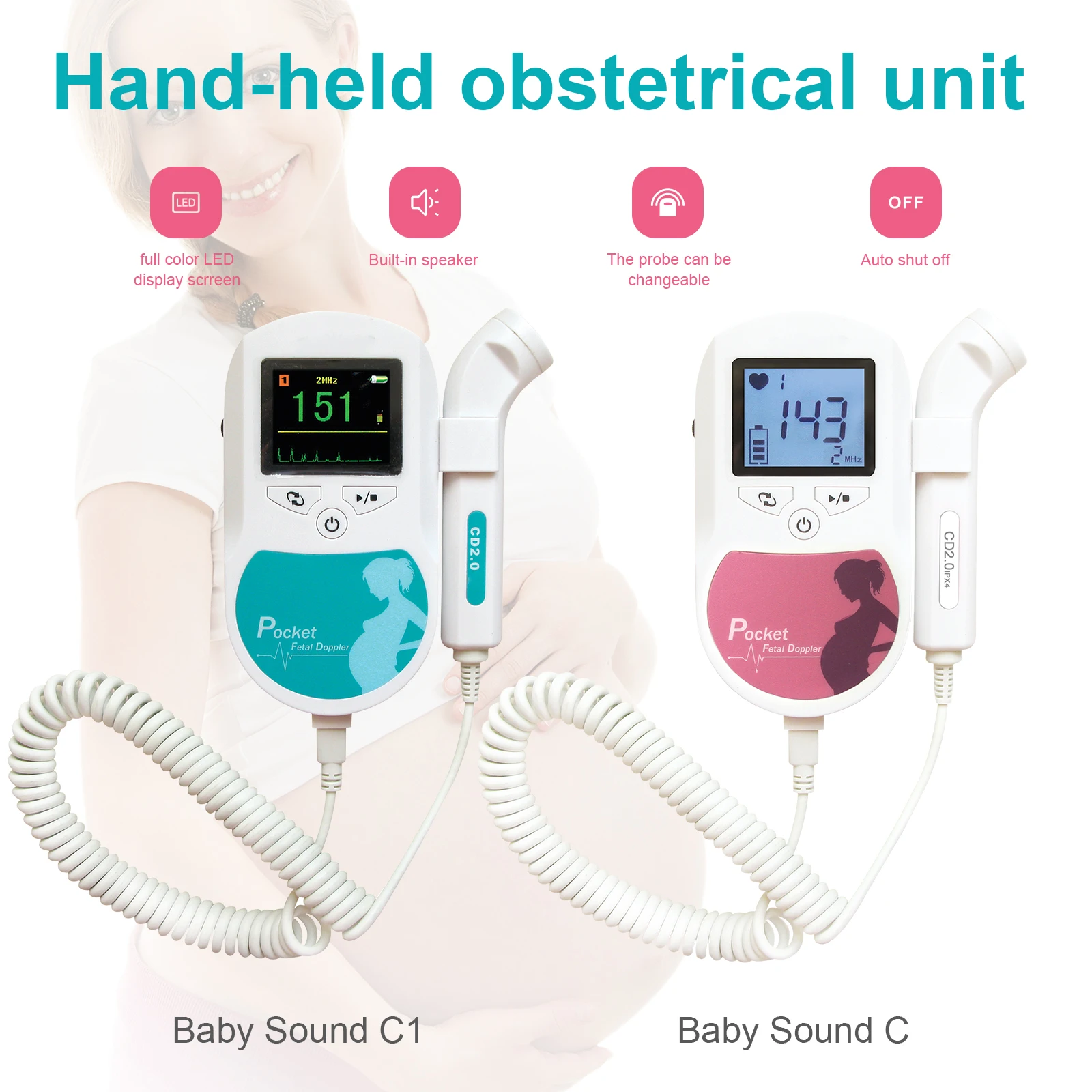 

CONTEC Handheld Pocket Fetal Doppler Baby Sound C/Baby Sound C1 Fetal heart 2MHz 3MHz 8MHz Free Shipping CE