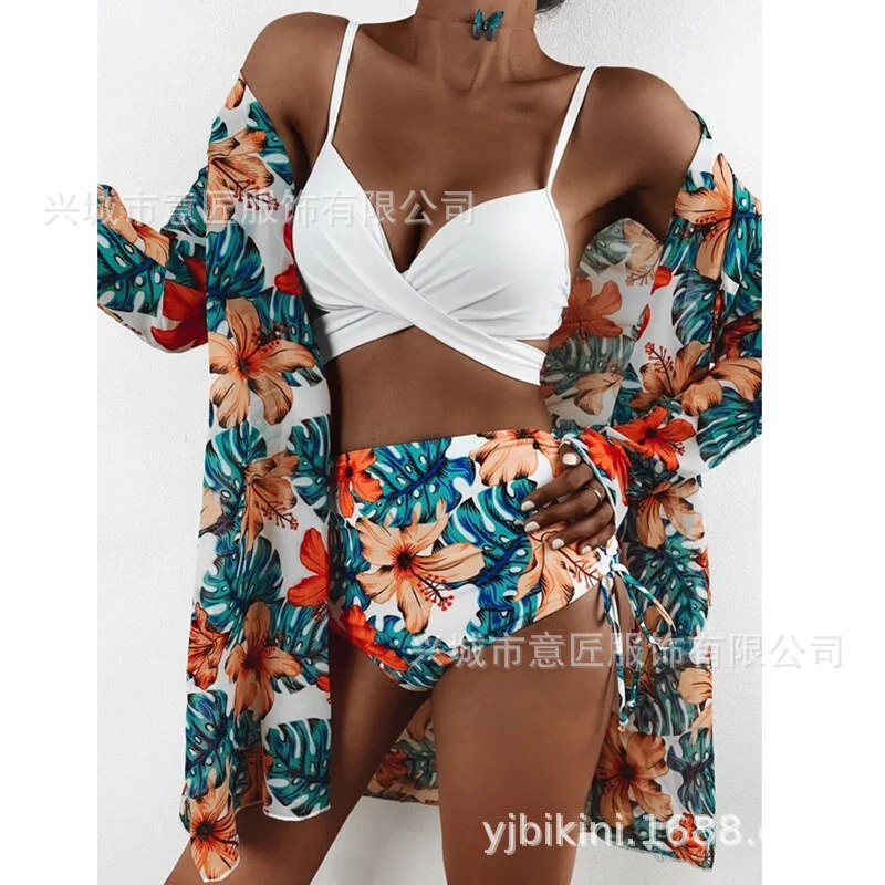 

2021 New Swimsuit Three Piece Bikini Mesh Split Swimsuit Female Bikini Swimwear Bathing Suit Women Bikinis