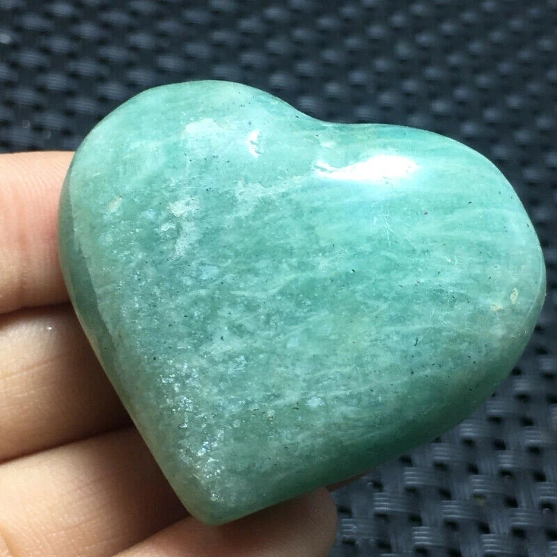 

40mm Natural Beautiful Amazonite Quartz Crystal Heart Polished Stone Healing Natural Stones and Minerals