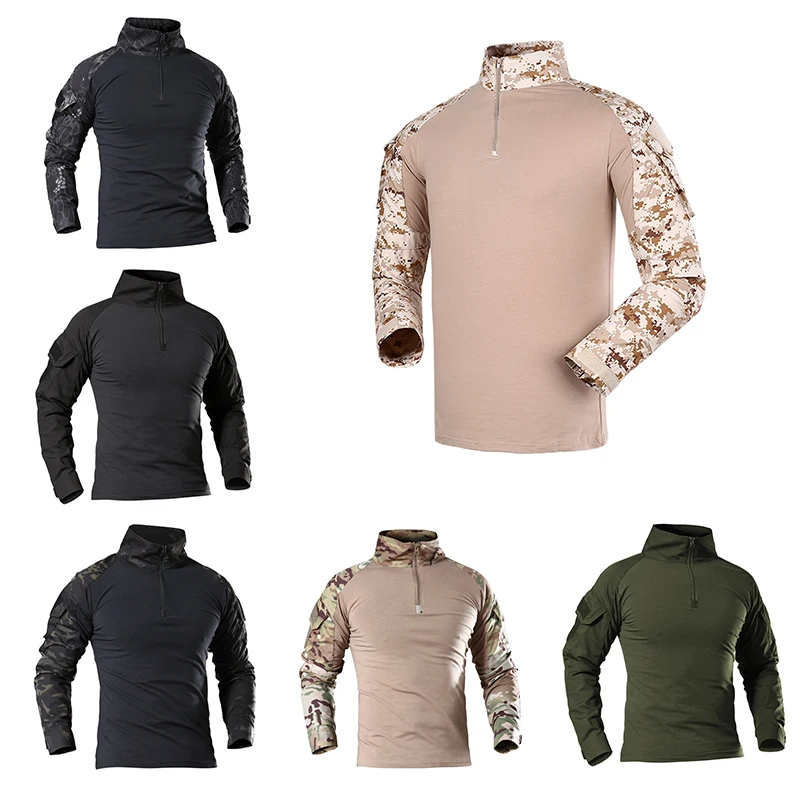 

Tactical Army T-shirt Military Combat Tee Tactical Clothes Spring Camouflage Rip-stop SWAT Combat Shirts Python Male T-Shirts