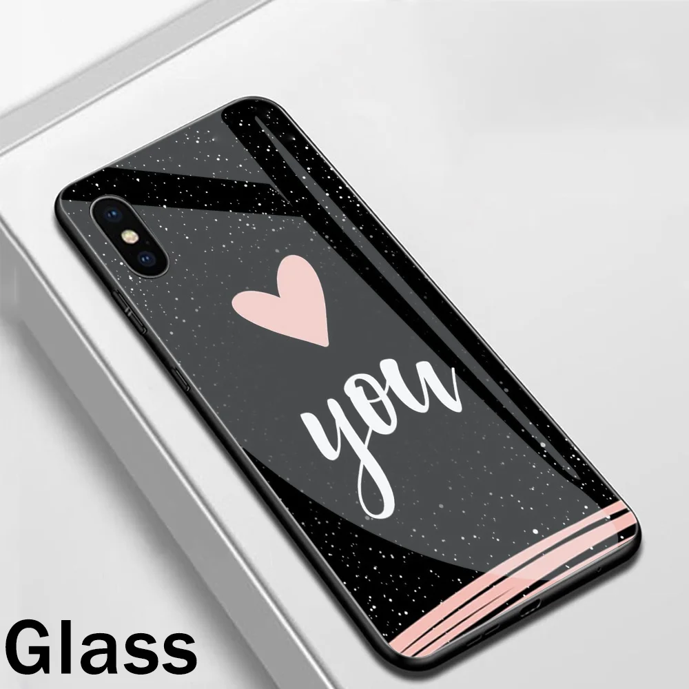 Ciciber Сердце Любовь Королева девушка закаленное стекло чехол для Apple iPhone 11 Pro Max XR X XS MAX 8 7 6 6S Plus телефонные чехлы Funda Shell - Цвет: WM03327