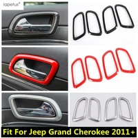for jeep grand cherokee 2011 2019 car door pull handle bowl frame cover kit trim abs carbon fiber red matte accessories