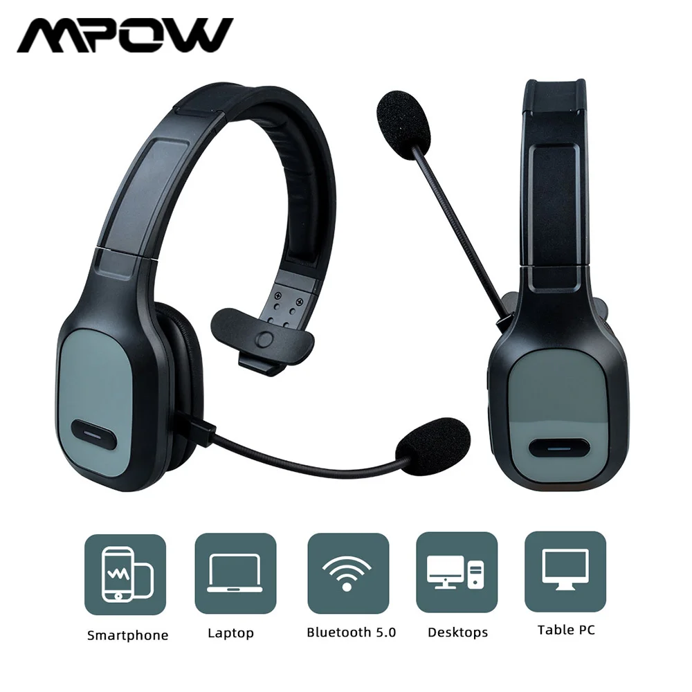 

Mpow HC10 Operator Headphones Head-mounted Mono Bluetooth earphone V5.0 Wireless Headphone With Noise Canceling Mic for Skype