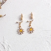 korean version of small fresh forest womens versatile flower earrings 925 silver needle daisy sweet earrings ear clip without