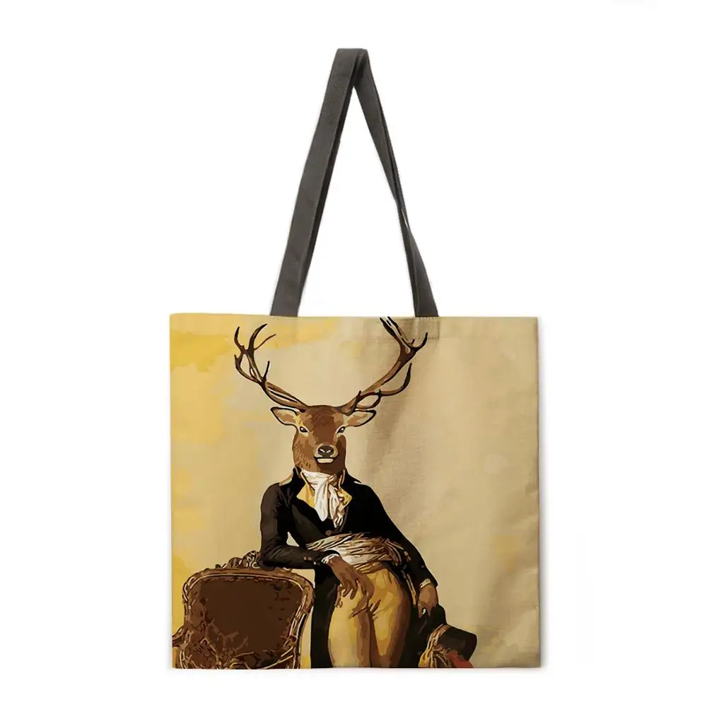 

Animal artist print tote bag ladies casual tote bag ladies shoulder bag foldable shopping bag outdoor beach bag