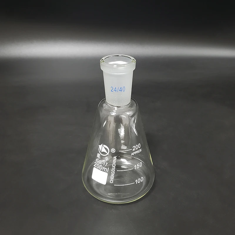 Conical flask with standard ground-in mouth,Capacity 200ml,joint 24/40,Erlenmeyer flask with standard ground mouth