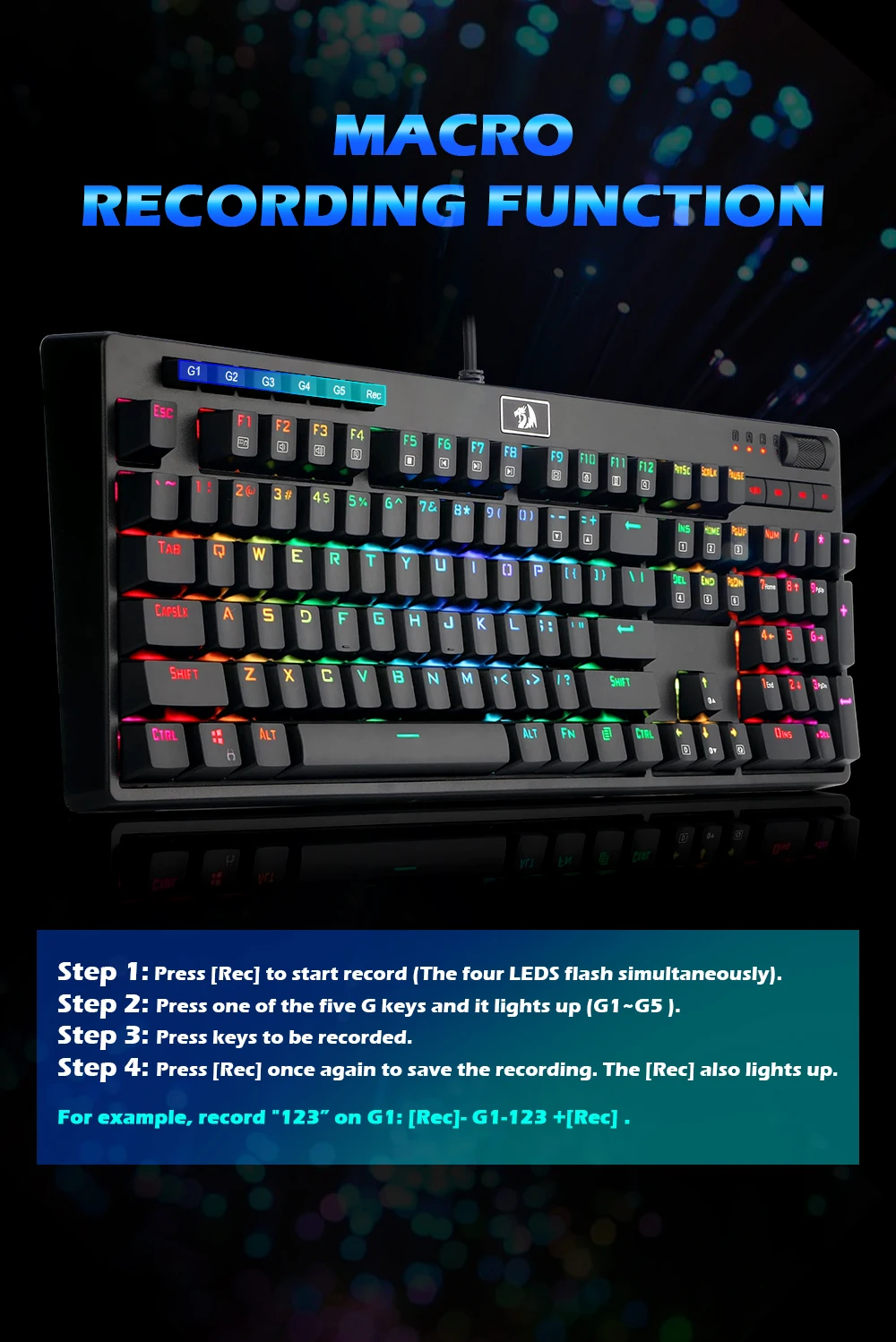 Redragon K579 RGB USB Механическая игровая клавиатура синий переключатель со светодиодной подсветкой 104 ключ анти-ореолы проводной ПК Компьютерная игра