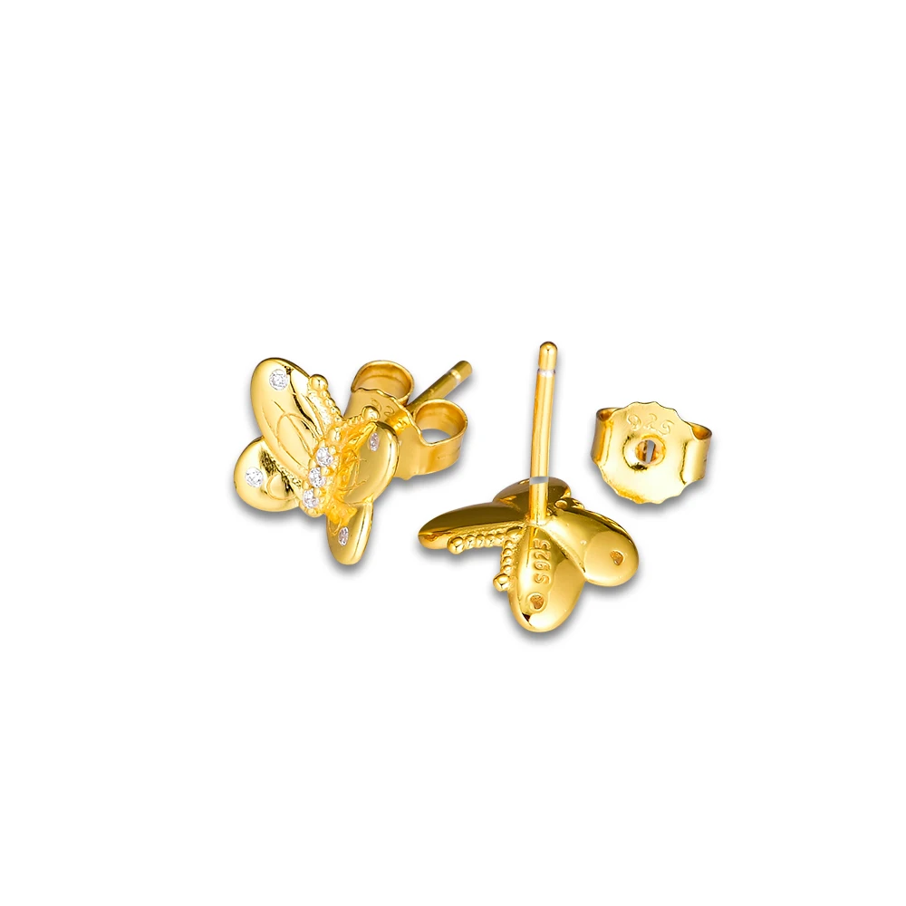 

Spring Garden Shine Decorative Butterflies Earring Studs Sterling Silver Jewelry Woman DIY Fashion Jewelry Party Earrings