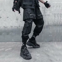 houzhou black goth punk pants men joggers punk rave gothic trousers male techwear autumn japanese streetwear hip hop spliced
