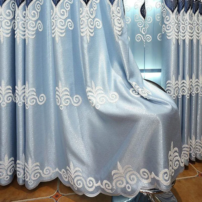 Embroidered Cloth Blue Curtains for Bedroom Screens Windows Living Dining Room | Дом и сад