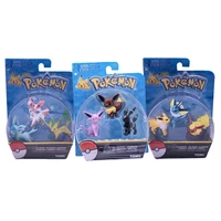 genuine tomy pokemon toys battle feature 3 figures pack eevee evolution family eevee espeon and umbreon 2 action figure