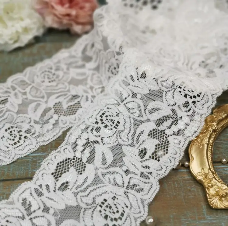 3 ярда розовая абрикосовая цвет слоновой кости морской эластичная кружевная