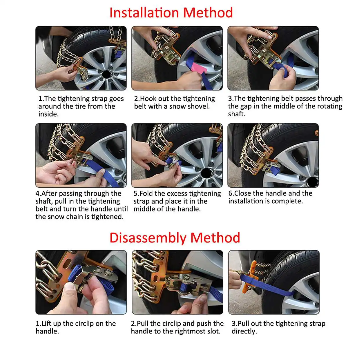 

Universal Wear-resistant Car Snow Chains Balance Design SUV Anti-skid Chain For Ice/Snow/Mud Road Safe For Driving