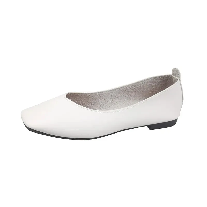 Туфли женские из мягкой ПУ кожи с квадратным носком без застежки - купить по