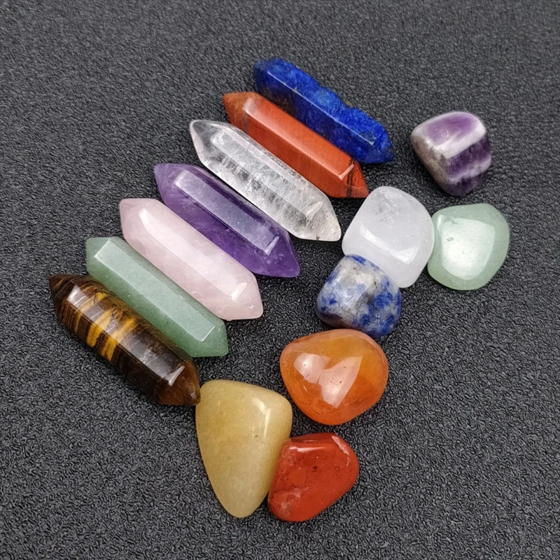 

Hexagonal 7 Chakra Stone Healing Energy Stones Small Ornament Set Tumbled Stones 87HA