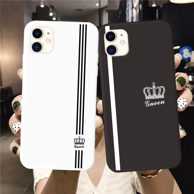 

Luxury Romantic King Queen Phone Case For iPhone XS MAX XR X 6 6S Plus Soft silicone cover For iPhone 11 Pro Max 8 7 Plus Couple