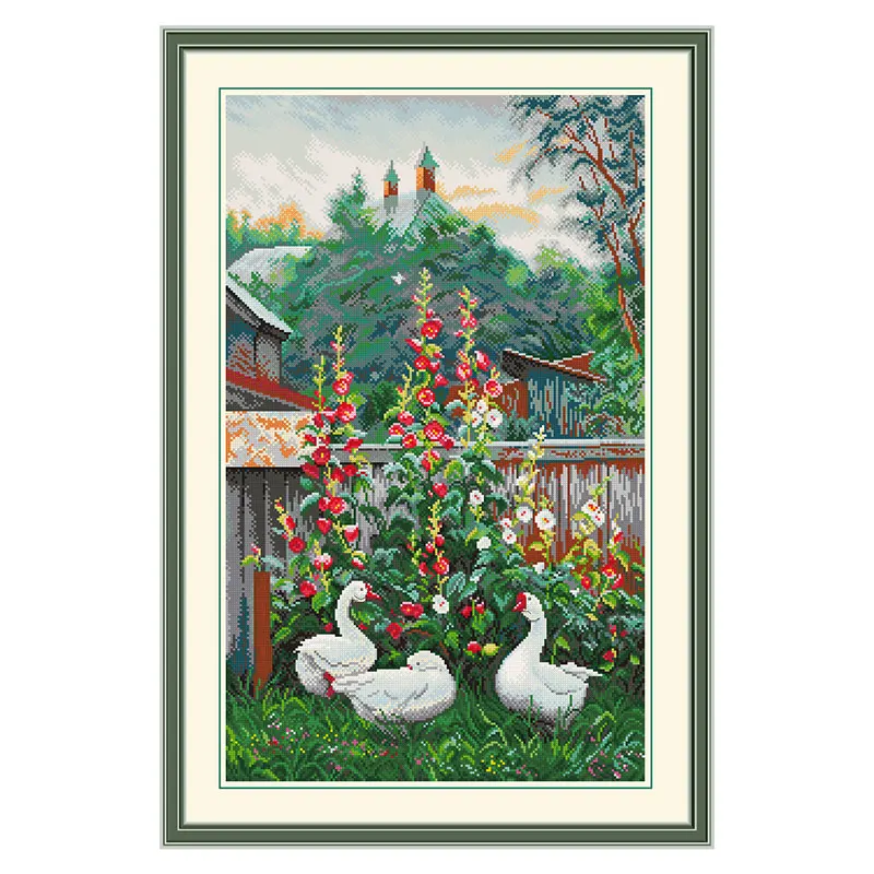 

Набор для вышивки крестом Fishxx C1558, сад, Белый гусь и дальняя Гора, картина декорации домашнее украшение