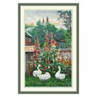 Набор для вышивки крестом Fishxx C1558, сад, Белый гусь и дальняя Гора, картина декорации домашнее украшение