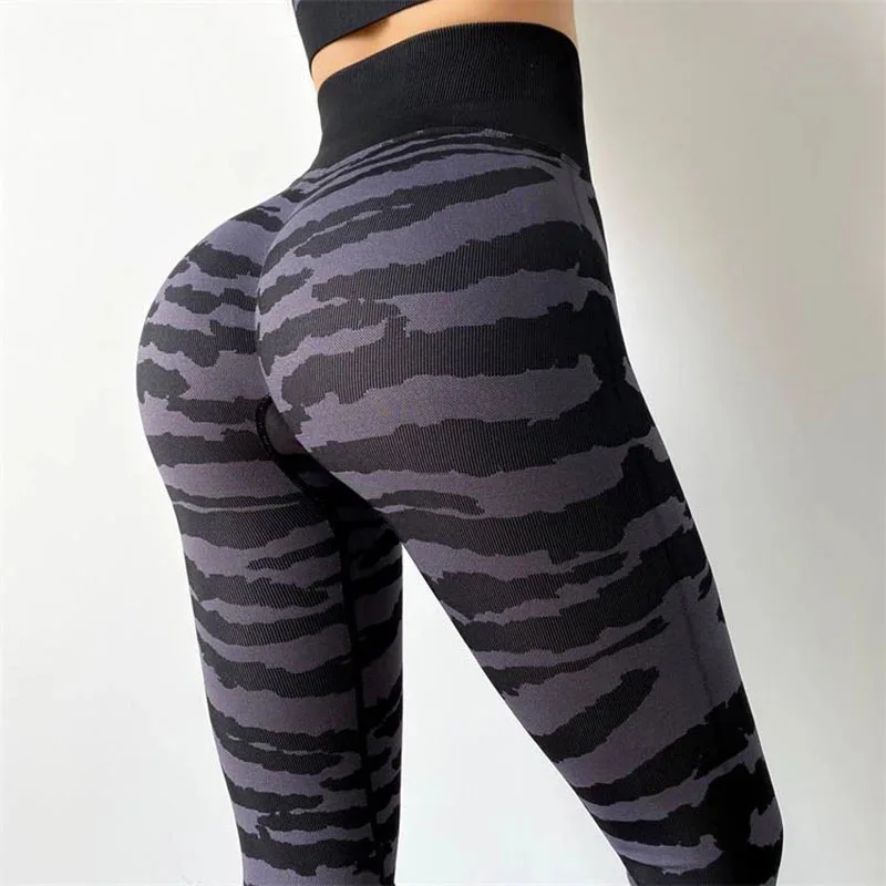 New Women Sports Leggings Zebra Streak Camo Fitness Seamless Leggins High Waist Sports Joggings Workout Bodybuilding Legging
