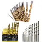 Сверло с круглым хвостовиком 13PCS1.5-6.5 мм, сверло с титановым покрытием с покрытием HSS для деревообработки, набор сверл для дерева, меди и металла