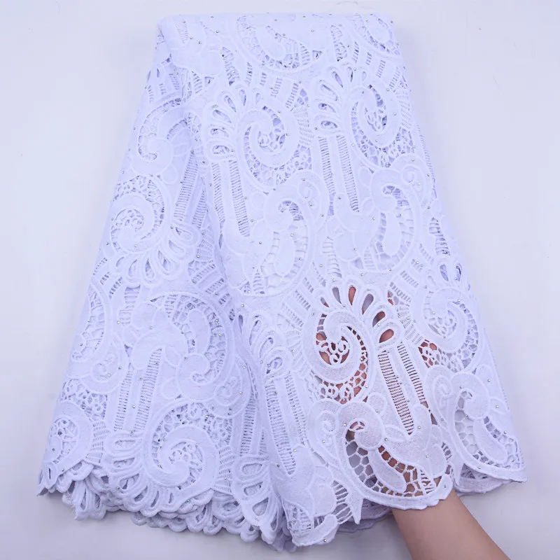 Новое поступление чистый белый гипюровый шнур Водорастворимая кружевная ткань с