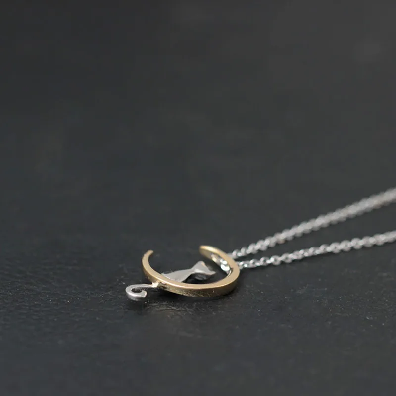 925 пробы серебряная Луна ожерелья с котом и подвески для женщин милые подарки