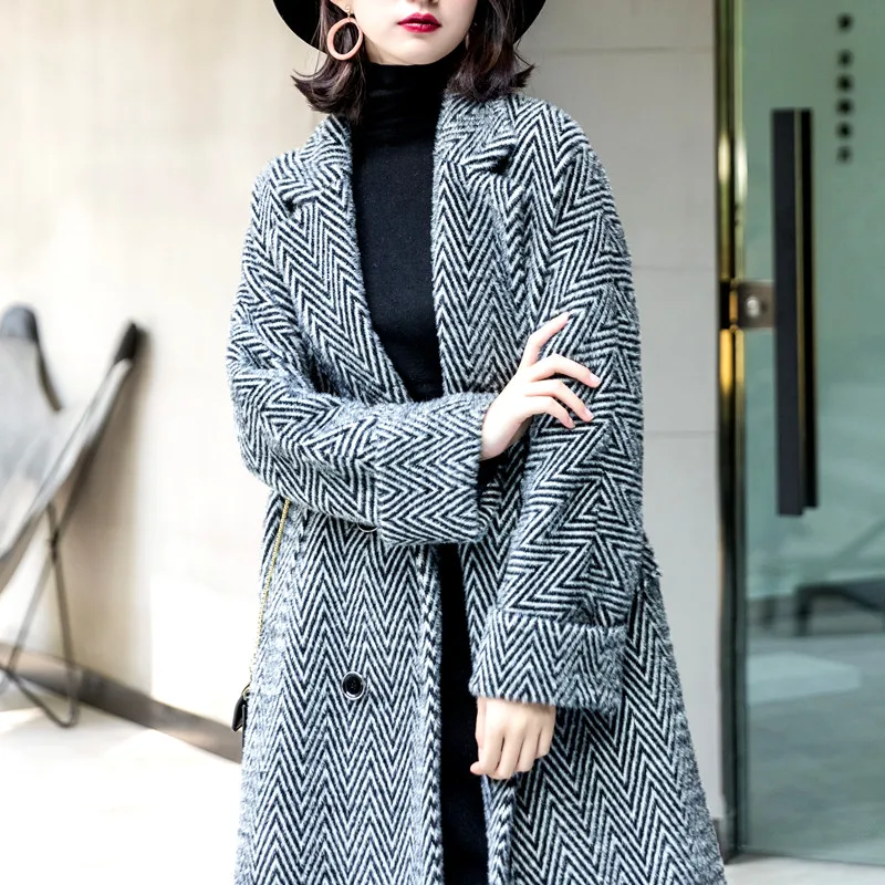 

KMETRAM 2020 Winter Jacket Women Fashion Woolen Coat Female Long Jacket Faux Mink Fleece Korean Windbreaker Manteau Femme MN9528