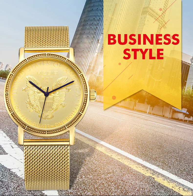 MEGIR модные мужские часы montre homme ультратонкие кварцевые розовое золото ремешок из