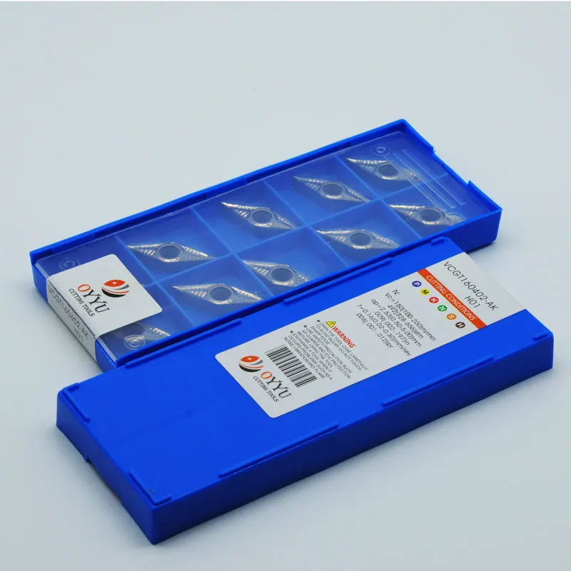 Oyyu 10 шт. высокое качество VBGT110302 VCGT110308 AK H01 алюминий медь обработки карбида вставки CNC токарный станок резак режущие инструменты